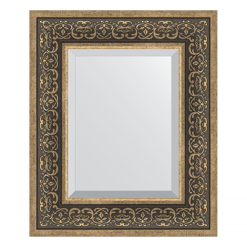 Зеркало настенное с фацетом EVOFORM в багетной раме вензель серебряный, 49х59 см, BY 3371