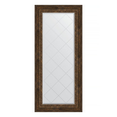 Зеркало настенное с гравировкой EVOFORM в багетной раме состаренное дерево с орнаментом, 72х162 см, BY 4172