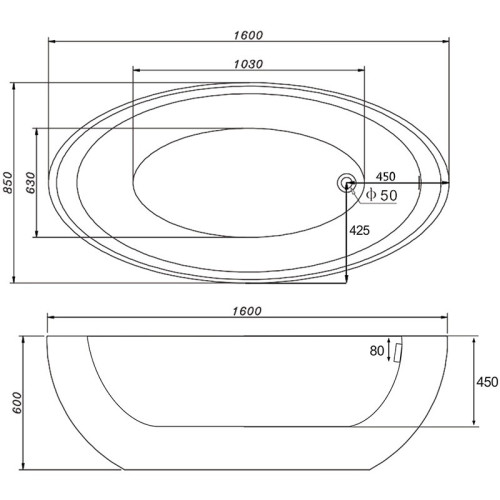 Акриловая ванна Gemy G9217 160х85