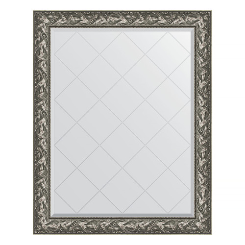 Зеркало настенное с гравировкой EVOFORM в багетной раме Византия серебро, 99х124 см, BY 4372