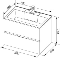 Тумба с раковиной Aquanet Алвита 70 ясень коимбра