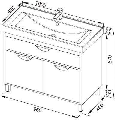 Тумба с раковиной Aquanet Гретта 100 венге