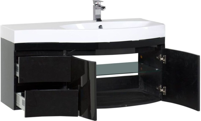 Тумба с раковиной Aquanet Опера 115 R черный (2 дверцы 2 ящика)