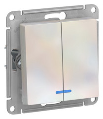 2-клавишный Выключатель с подсветкой, сх.5а, 10АХ, механизм, ЖЕМЧУГ Schneider Electric ATLASDESIGN ATN000453