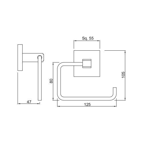 Держатель туалетной бумаги Jaquar Kubix Prime Подвесной, Хром (AKPCHR35751P)