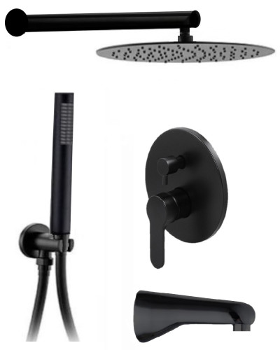 Встраиваемый душевой комплект со смесителем Marita, черный  3 режима