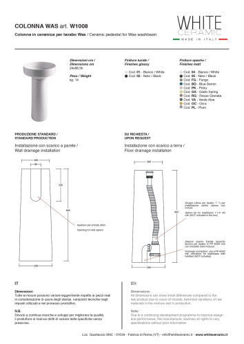 White Ceramic Was, пъедестал 24x66,5h см для круглой раковины, цвет белый глянцевый
