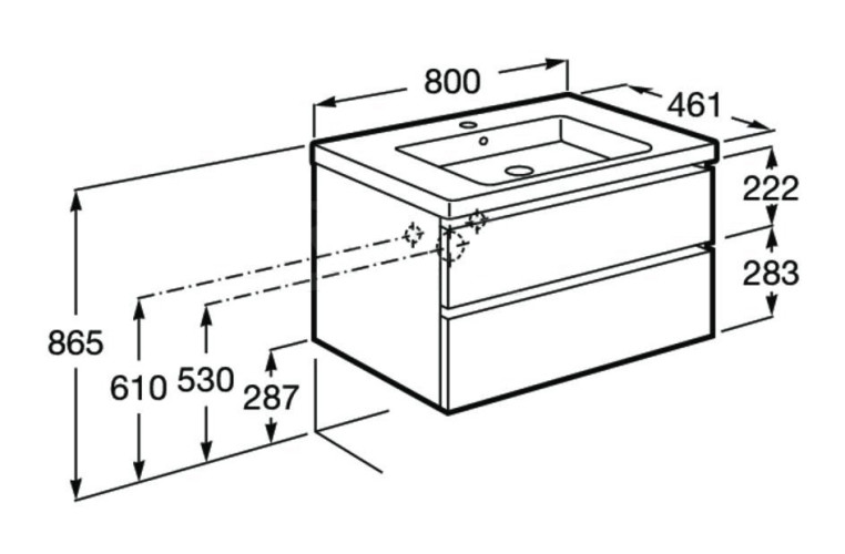 Тумба под раковину Roca Domi 80 см, подвесная, белый глянцевый (7.8575.3.680.6)