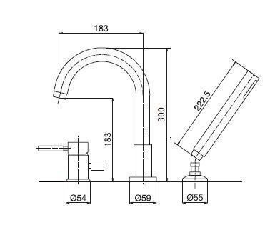 Смеситель на борт ванны Bugnatese Kobuk 2256