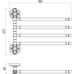 Держатель для полотенец поворотный (4-ой)  S-005804A Savol хром