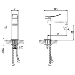 Смеситель для раковины Azario ABILITY керамический картридж, без донного клапана, черный (AZ-VQR168331PA)