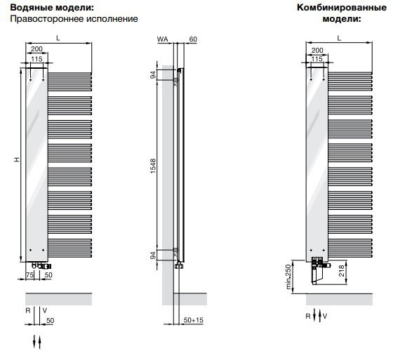 Полотенцесушитель Zehnder Yucca Mirror YM-180-60