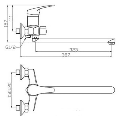 Смеситель для ванны Agger Exact A2121100
