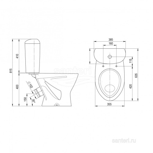 Унитаз-компакт Santeri Версия крап голубой 1.P401.5.S03.00B.F