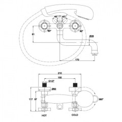 Смеситель для ванны с душем KAISER Cross (41022-1)