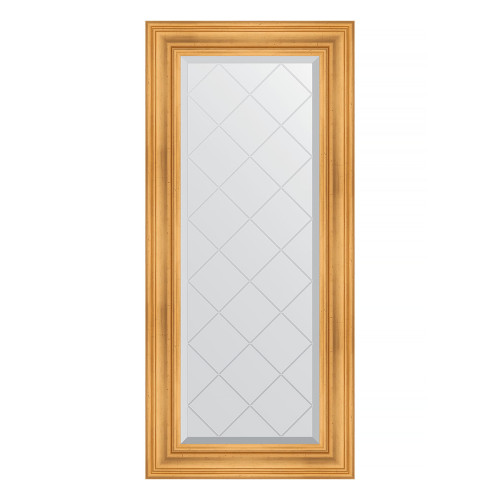 Зеркало настенное с гравировкой EVOFORM в багетной раме травленое золото, 59х128 см, BY 4073