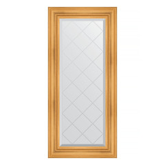 Зеркало настенное с гравировкой EVOFORM в багетной раме травленое золото, 59х128 см, BY 4073