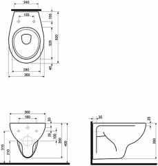 Унитаз подвесной, REKORD 520 мм, белый K93100000, без сиденья