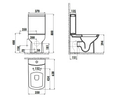 CREAVIT LARA Унитаз с биде к стене