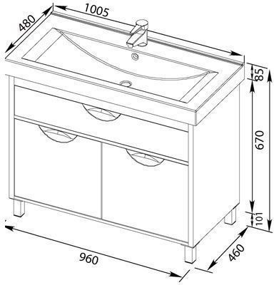 Тумба с раковиной Aquanet Гретта 100 светлый дуб