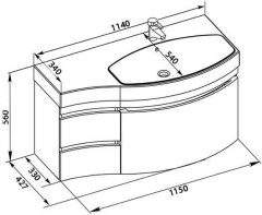 Тумба с раковиной Aquanet Опера 115 R черный (3 ящика)