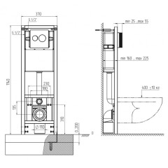 Иинсталляция для унитаза Ани Пласт 37 см АНИ, узкая (WC1310)