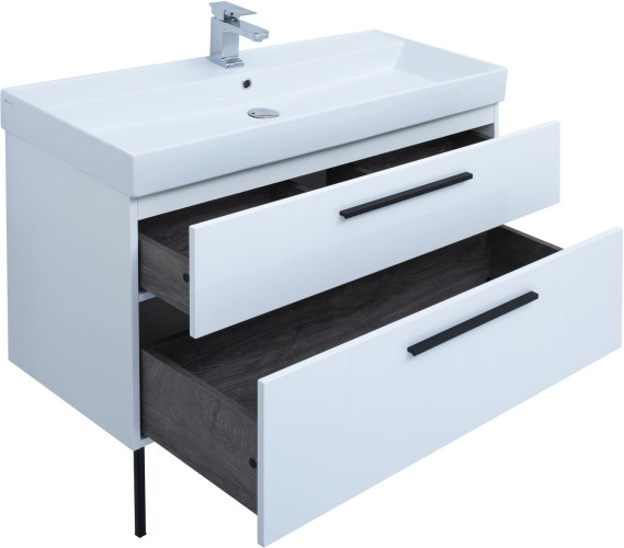 Тумба под раковину Aquanet Nova 100 белый глянец