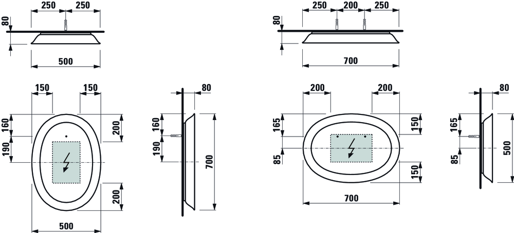 Зеркало с подсветкой 50х70 см Laufen The New Classic (4.0607.0.085.757.1)