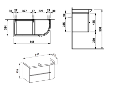 CASE FOR PALACE Шкафчик 840 *450 для раковин palace 8.1670.1, 2 выдвижных ящика, с компактным сифоном, система мягкого закрывания, цвет белый матовый
