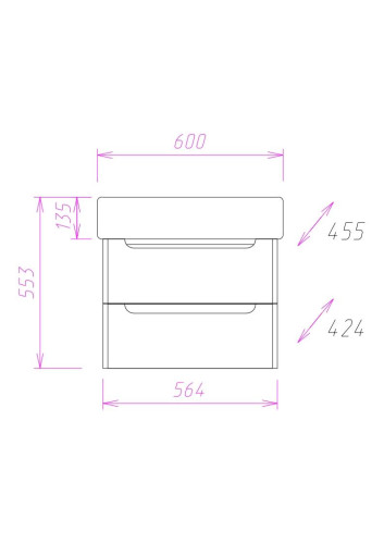 Тумба подвесная Onika Неаполь 60.13 (2 ящика) белая (106104)