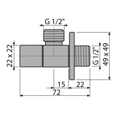 Угловой вентиль Alcadrain 1/2&quot;×1/2&quot;, квадратный