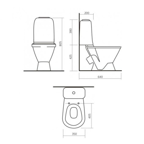 Унитаз-компакт "Самарский" комфорт (арматура 1-режим. Alcaplast / 2-режим OLI, жест. сиденье термопласт, крепление, микролифт)