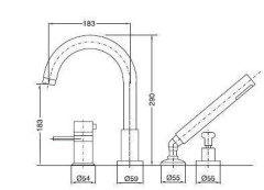 Смеситель на борт ванны Bugnatese Kobuk 2258