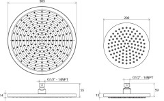 Насадка для душа круглая из латуни 200 мм 981.00