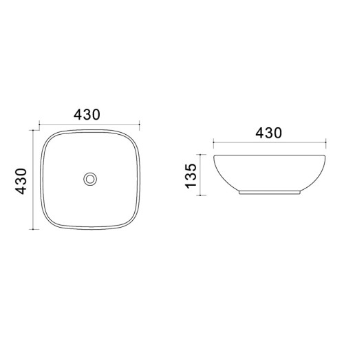 Раковина Azario 43х43х13,5 накладная , цвет белый глянец (AZ-41288)