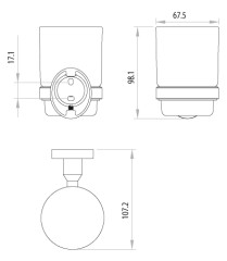 Стакан стеклянный с держателем Lemark Atlantiss (LM3236C)