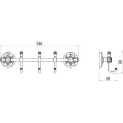 Планка с крючками (3 крючка) S-005873A Savol хром