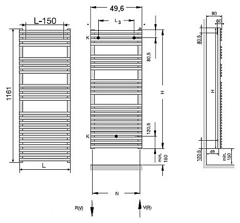 Полотенцесушитель Zehnder Forma Inox LFI-120-050