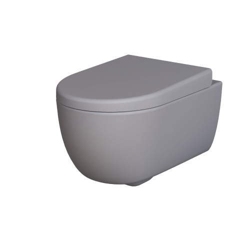 Унитаз Abner 103T20301R (545*360*330) МАТОВЫЙ СЕРЫЙ подвесной БЕЗОБОДКОВЫЙ с толстой крышкой