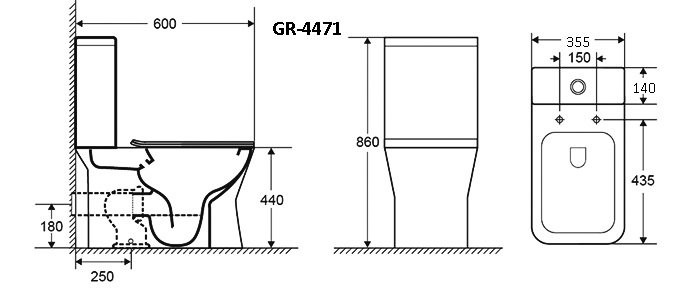 Унитаз Grossman Cristal GR-4471S (600*355*860) напольный БЕЗОБОДКОВЫЙ с тонкой крышкой