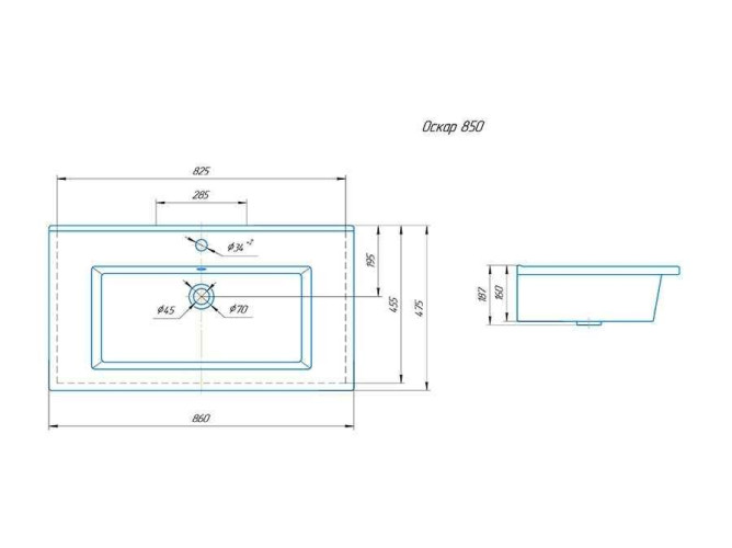Раковина ОСКАР-85 см