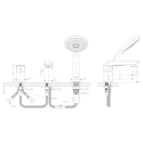 Смеситель для ванны Rossinka S (S35-39)