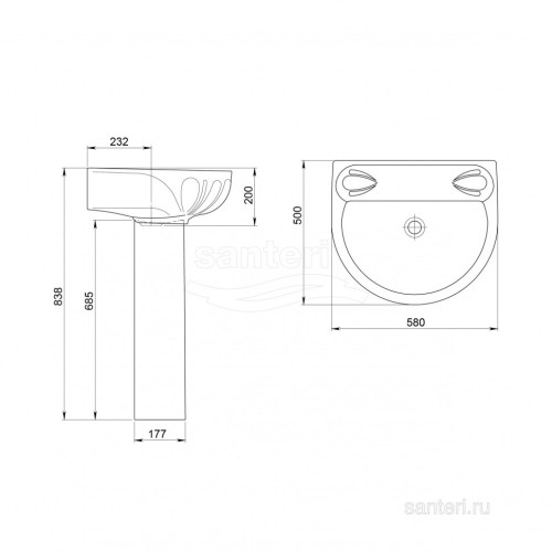 Раковина Santeri Лотос б/о белый 131106S0000B0