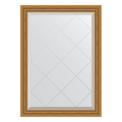 Зеркало настенное с гравировкой EVOFORM в багетной раме состаренное золото с плетением, 73х101 см, BY 4174