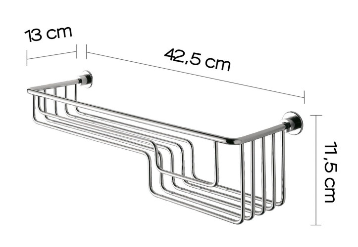 Gedy, решётка прямоугольная 1-уровневая с двумя глубинами (42,5х13хh11,5), цвет хром