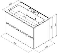 Тумба с раковиной Aquanet Алвита 80 серый антрацит