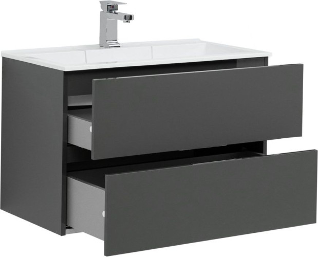 Тумба с раковиной Aquanet Алвита 80 серый антрацит