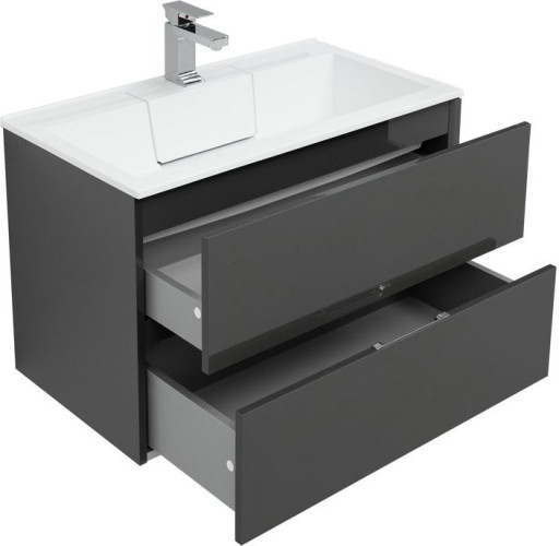Тумба с раковиной Aquanet Алвита 80 серый антрацит