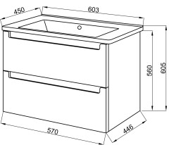 Комплект в ванную Ceruttispa тумба Пьемонт 60 подвесная №2 с умывальником "Кантэ 60"