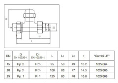Вентиль на обратную подводку Oventrop Combi LR проходной